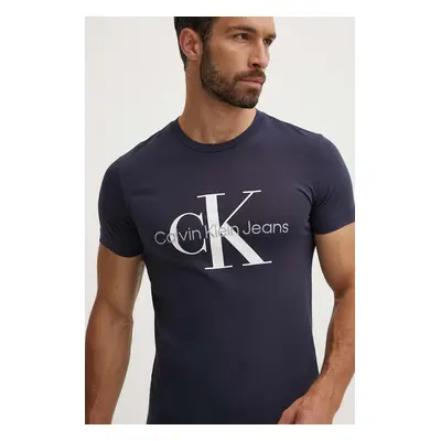 Bavlněné tričko Calvin Klein Jeans tmavomodrá barva, s potiskem, J30J320935