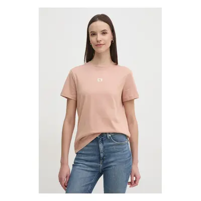 Bavlněné tričko Calvin Klein Jeans oranžová barva, J20J225084