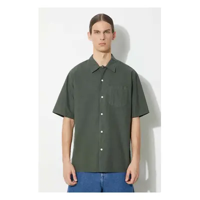 Košile Norse Projects Carsten Cotton Tencel pánská, zelená barva, regular, s klasickým límcem, N