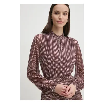 Halenka Tommy Hilfiger dámská, vínová barva, vzorovaná, WW0WW44047