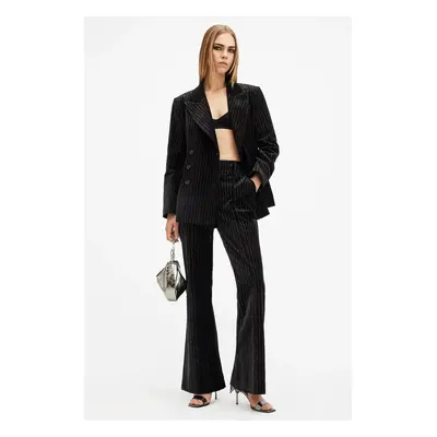 Bavlněné kalhoty AllSaints SEVENH černá barva, zvony, high waist, W027QB