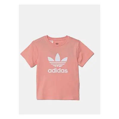 Dětské bavlněné tričko adidas Originals oranžová barva, s potiskem, JC9188