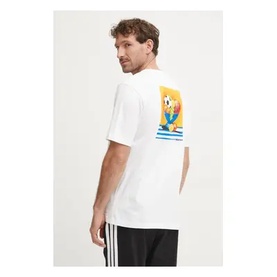 Bavlněné tričko adidas M L SL BOWL T bílá barva, s potiskem, JJ3962