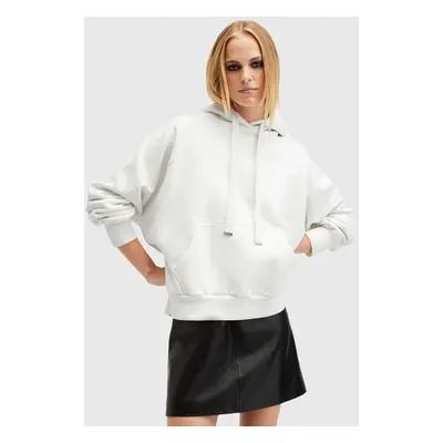 Bavlněná mikina AllSaints TALON UNDRGRND HOODY dámská, bílá barva, s kapucí, s potiskem, W051JB