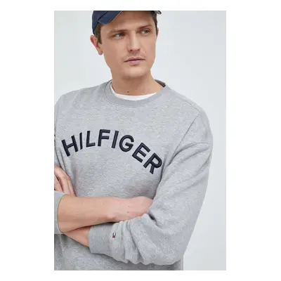 Mikina Tommy Hilfiger pánská, šedá barva, s aplikací