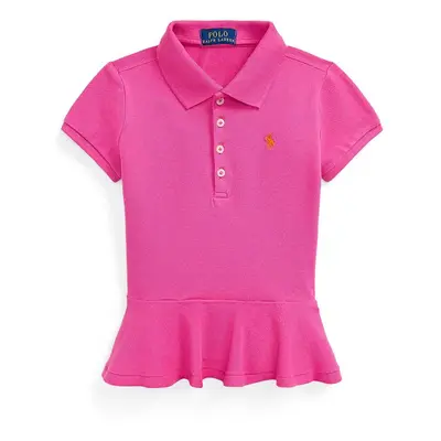 Dětské bavlněné tričko Polo Ralph Lauren růžová barva, s límečkem, 312957156001