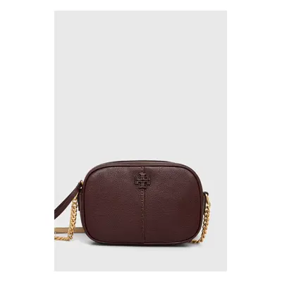 Kožená kabelka Tory Burch McGraw Textured Leather Camer vínová barva, 152231.500