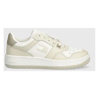 Sneakers boty Tommy Jeans TJW RETRO BASKET TONAL LOGO béžová barva, EN0EN02483