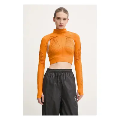 Tričko s dlouhým rukávem adidas by Stella McCartney oranžová barva, s golfem, JE4083