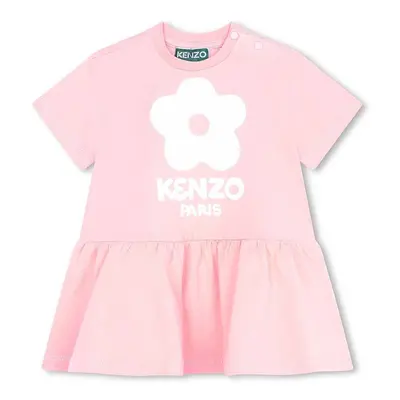 Dětské bavlněné šaty Kenzo Kids růžová barva, mini