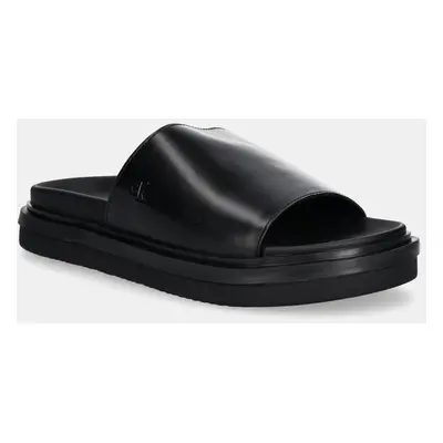 Pantofle Calvin Klein Jeans FLAT MOLDED SANDAL SLIDE dámské, černá barva, YW0YW01710