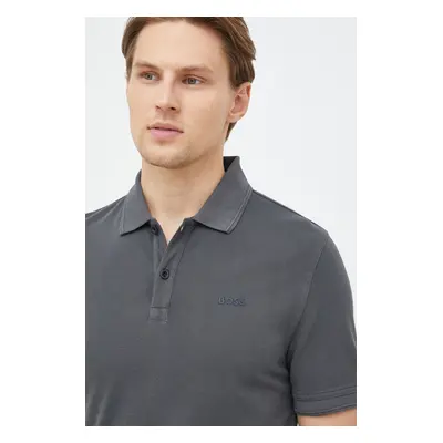 Bavlněné polo tričko BOSS Casual šedá barva, 50468576