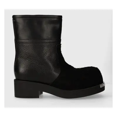 Kožené boty MM6 Maison Margiela Ankle Boot pánské, černá barva, S66WU0109