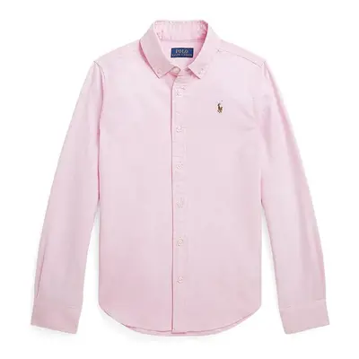 Dětská bavlněná košile Polo Ralph Lauren růžová barva, 313929954002