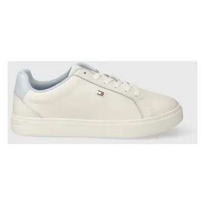 Kožené sneakers boty Tommy Hilfiger FLAG COURT SNEAKER béžová barva, FW0FW08072