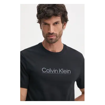 Bavlněné tričko Calvin Klein černá barva, s aplikací, K10K113587