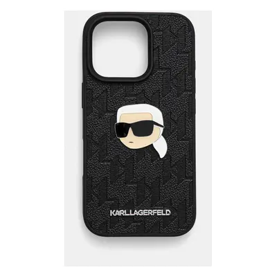 Obal na telefon Karl Lagerfeld iPhone 16 Pro 6.3 černá barva, KLHCP16LPGKLKIPK