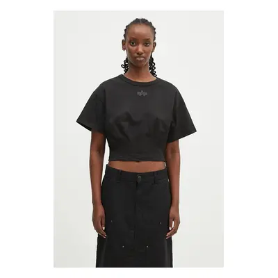 Bavlněné tričko Alpha Industries Waisted černá barva, 148070