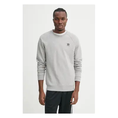 Bavlněná mikina adidas Originals Essential pánská, šedá barva, melanžová, JD2413