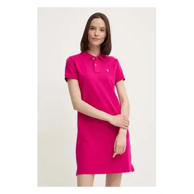 Bavlněné šaty Polo Ralph Lauren růžová barva, mini