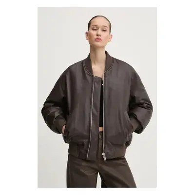 Kožená bunda bomber Miss Sixty dámská, hnědá barva, zimní, 6L4LJ0460000