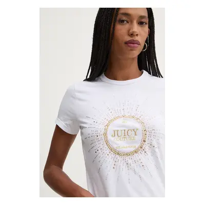 Tričko Juicy Couture HERITAGE CROWN T-SHIRT bílá barva, JCGCT224013