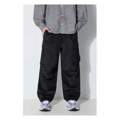 Manšestrové kalhoty Maharishi Utility Cargo Track Pants černá barva, ve střihu cargo, 4569.BLACK