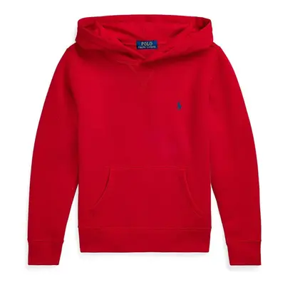 Dětská mikina Polo Ralph Lauren červená barva, s kapucí, hladká, 323749954046