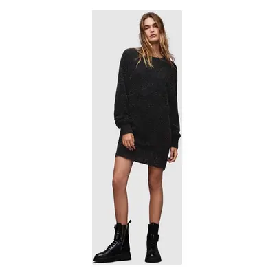 Šaty AllSaints Dazzle černá barva, mini, oversize