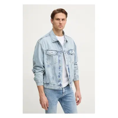 Džínová bunda Calvin Klein Jeans pánská, modrá barva, přechodná, oversize, J30J326556