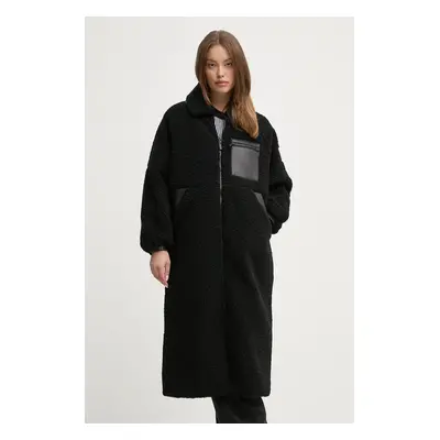 Kabát Dkny dámský, černá barva, přechodný, oversize, DJ4J6029