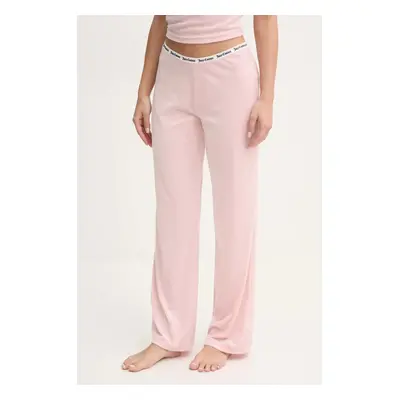 Pyžamové kalhoty Juicy Couture VICKY RIB FLARE PANT dámské, růžová barva, JCLAS125504