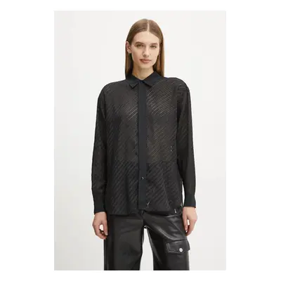 Košile G-Star Raw dámská, černá barva, relaxed, s klasickým límcem, D25406-D404