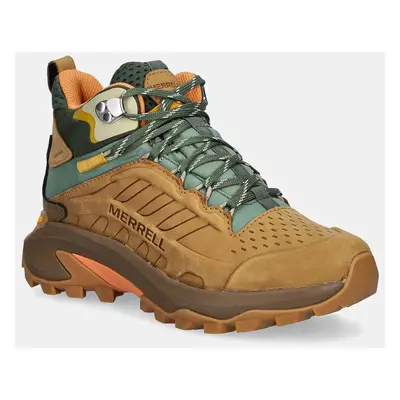 Boty Merrell Moab Speed 2 Leather Mid Waterproof dámské, hnědá barva, lehce zateplené, J038426