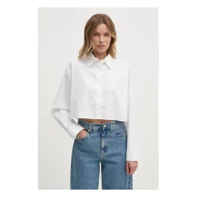 Bavlněná košile Calvin Klein Jeans béžová barva, relaxed, s klasickým límcem, J20J225079