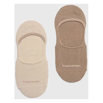 Ponožky Calvin Klein 2-pack dámské, béžová barva, 701218771