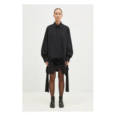 Bavlněné šaty MM6 Maison Margiela černá barva, mini, oversize, S52CT0781.MTJ011