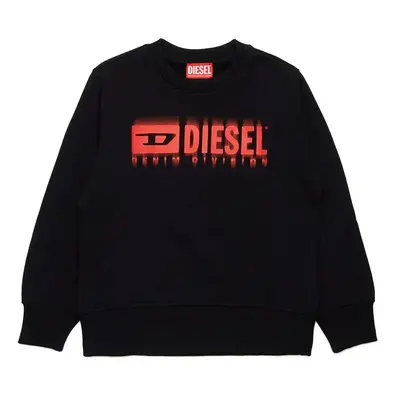 Dětská bavlněná mikina Diesel SGINNL8 OVER SWEAT-SHIRT černá barva, s potiskem, J02040