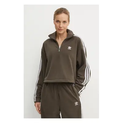 Mikina adidas Originals Polarf Half Zip dámská, zelená barva, s aplikací, IW3164