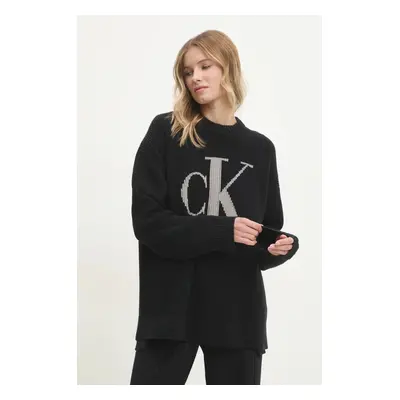 Bavlněný svetr Calvin Klein Jeans černá barva, hřejivý, J20J224799