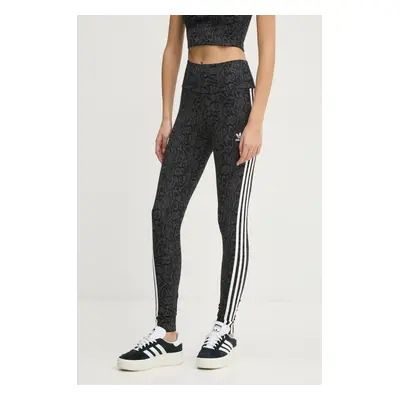 Kalhoty adidas Originals SNAKE AOP LGNGS dámské, šedá barva, vzorované, JC5751