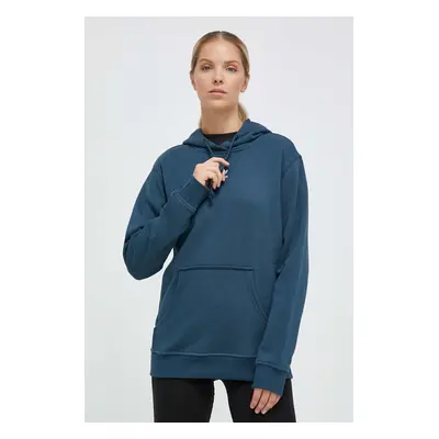 Mikina adidas Originals dámská, tyrkysová barva, s kapucí, s aplikací