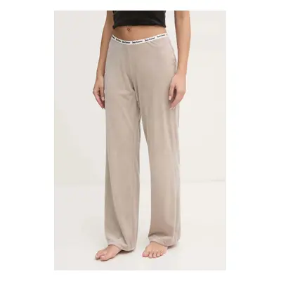 Pyžamové kalhoty Juicy Couture VICKY RIB FLARE PANT dámské, béžová barva, JCLAS125504