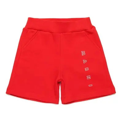 Dětské bavlněné šortky Marni MP193B SHORTS červená barva, s potiskem, M01403