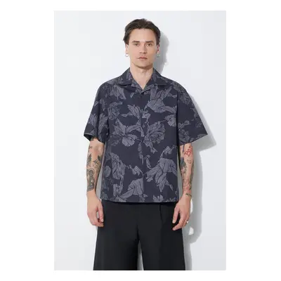 Bavlněná košile Neil Barrett Boxy Bold Flowers Print Short Sleeve Shirt šedá barva, regular, MY6