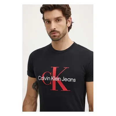 Bavlněné tričko Calvin Klein Jeans černá barva, s potiskem, J30J320935