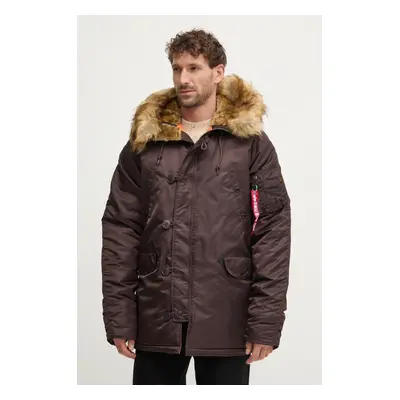 Bunda Alpha Industries N-3B VF 59 pánská, hnědá barva, zimní, 103141