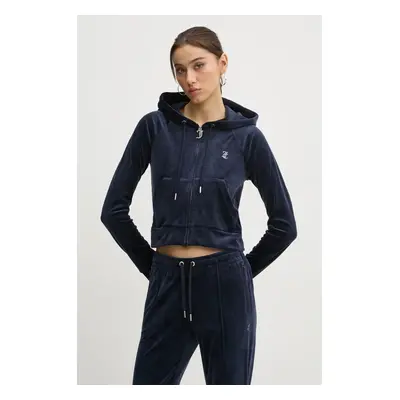 Mikina Juicy Couture dámská, tmavomodrá barva, s kapucí, s aplikací, JCWA122001