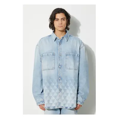 Džínová bunda Marcelo Burlon Laser Cross Dnm Overshirt pánská, přechodná, oversize, CMYE01GF24DE