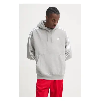 Mikina adidas Originals BAGGY HOODIE pánská, šedá barva, s kapucí, s aplikací, JP1076